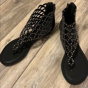 Black sparkly sandals